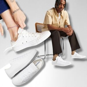 CONVERSE Chuck Taylor All-Star Unisex White Monochrome Low Canvas Sneakers